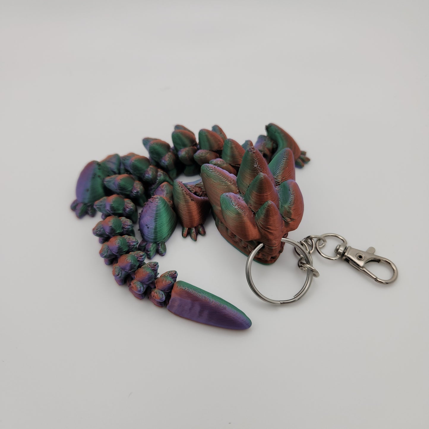 Flexi Dragon Key Ring - Purple, red and Green