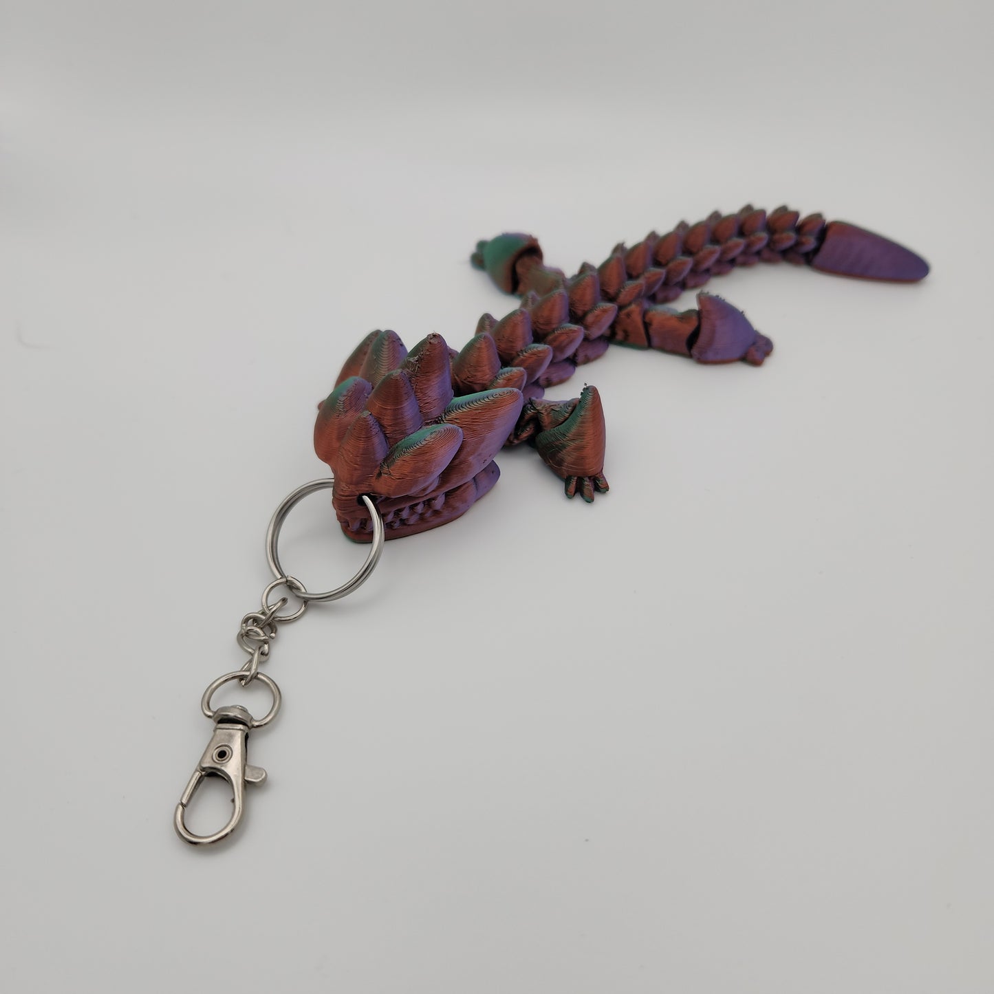 Flexi Dragon Key Ring - Purple, red and Green